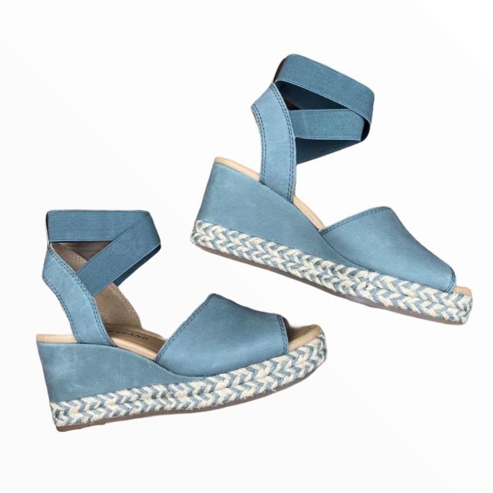 Lucky Brand Wedges Size 6.5 Suede Grey Espadrille Wedge Sandal Heels NWT New